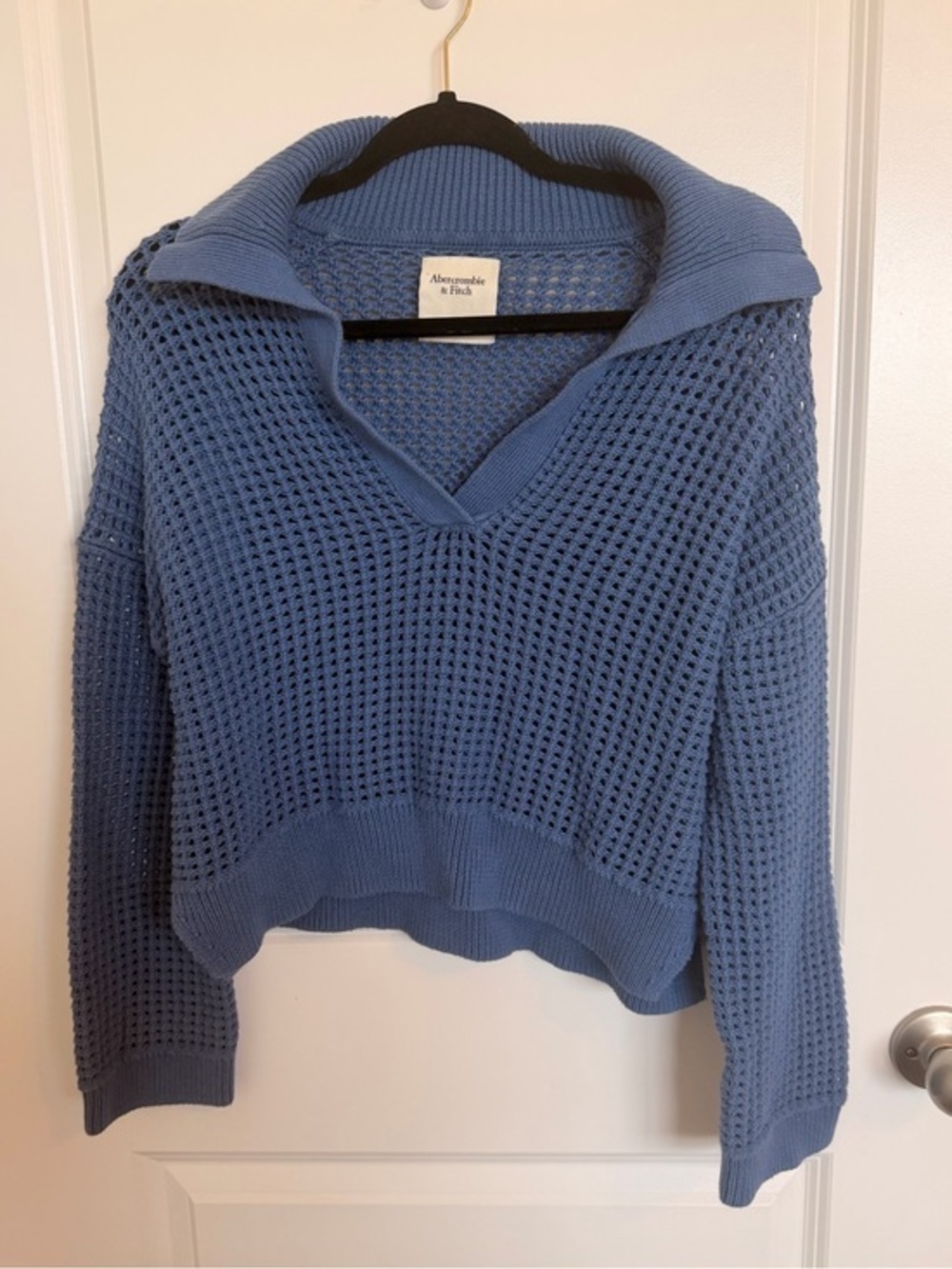 Abercrombie & Fitch Open Knit Polo Sweater XS